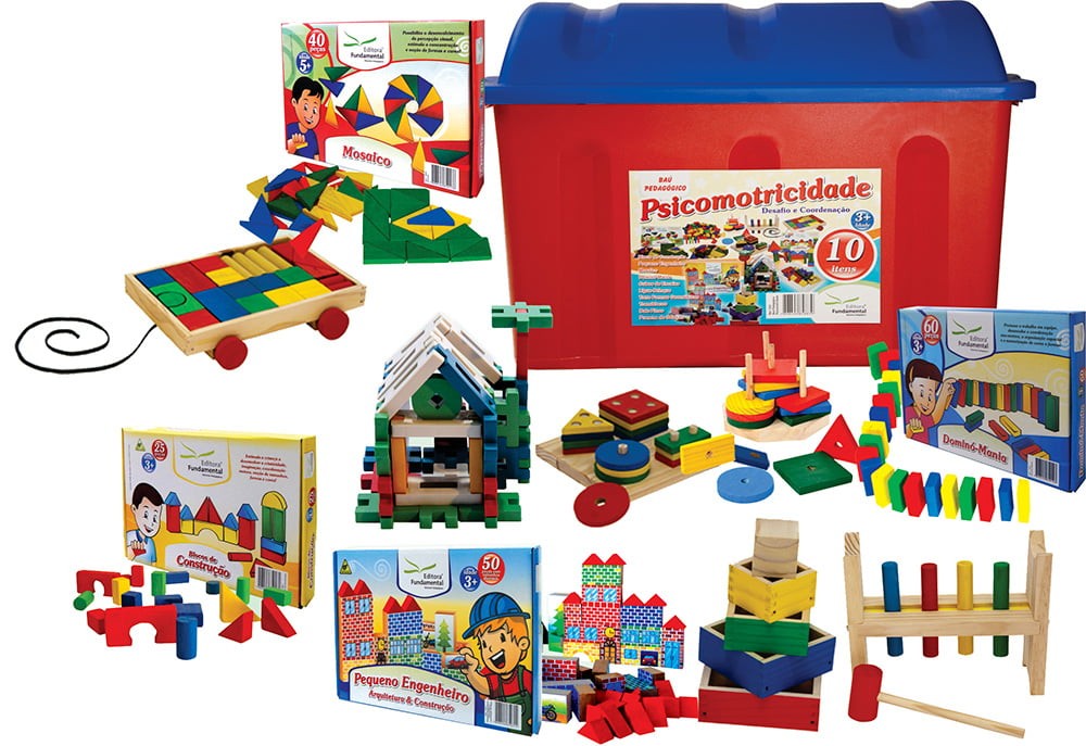 Baú Psicomotricidade 10 Brinquedos Educativos e Pedagógicos | LojaApoio
