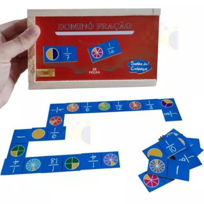 Dominó Jogo Educativo Pedagógico Matemático Adição 28pcs Mdf