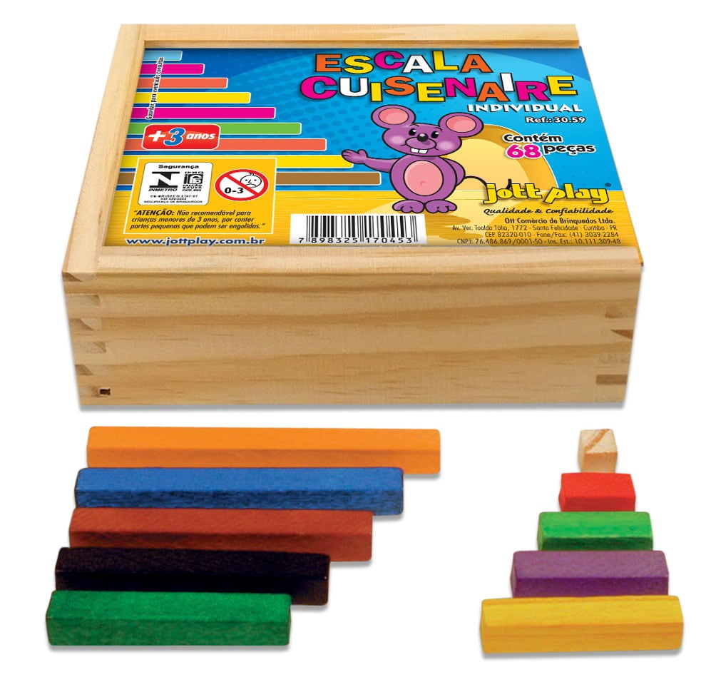 Escala Cuisenaire Individual 68 Pe�as CONJUNTO DE BARRAS COLORIDA