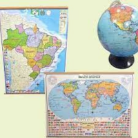 Kit Mapas Did�tico Adaptado Braille KIT 1 Mapa Mundi 1 Mapa Brasil 1 Globo Adaptado