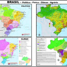 MAPA BRASIL 4 EM 1 POLITICO F�SICO CLIMA E AGR�RIO