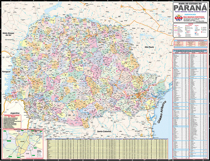 Mapa Estado Paraná Político e Rodoviário | LojaApoio