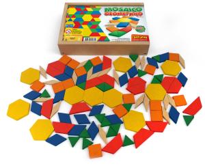 MOSAICO GEOM�TRICO 100 PE�AS em MADEIRA Quebra-cabe�a Geom�trico