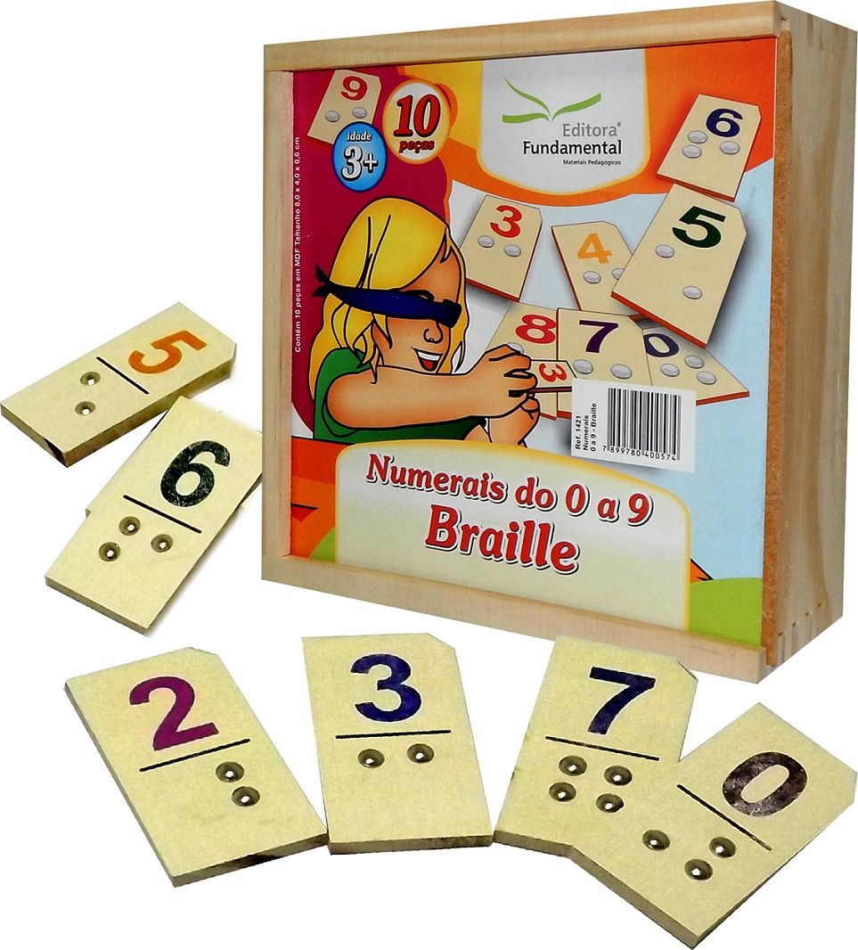 Numerais de 0 a 9 Braille em MDF