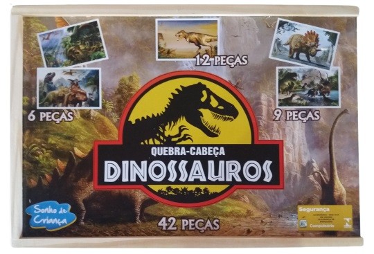 Jogo Quebra - Cabeça Dinossauro Feito Em Madeira 30 Peças