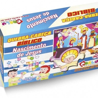 Quebra-cabe�a B�blico Nascimento de Jesus MDF 48 Pe�as