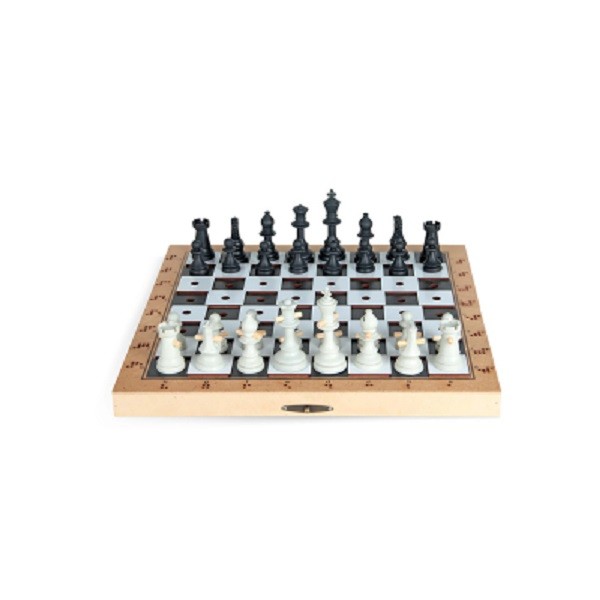 Jogo de Xadrez T�til Adaptado Braille MDF