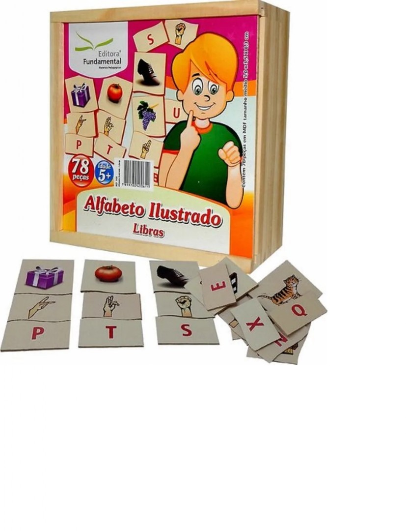 Alfabeto Ilustrado em Libras em MDF 78 pe�as