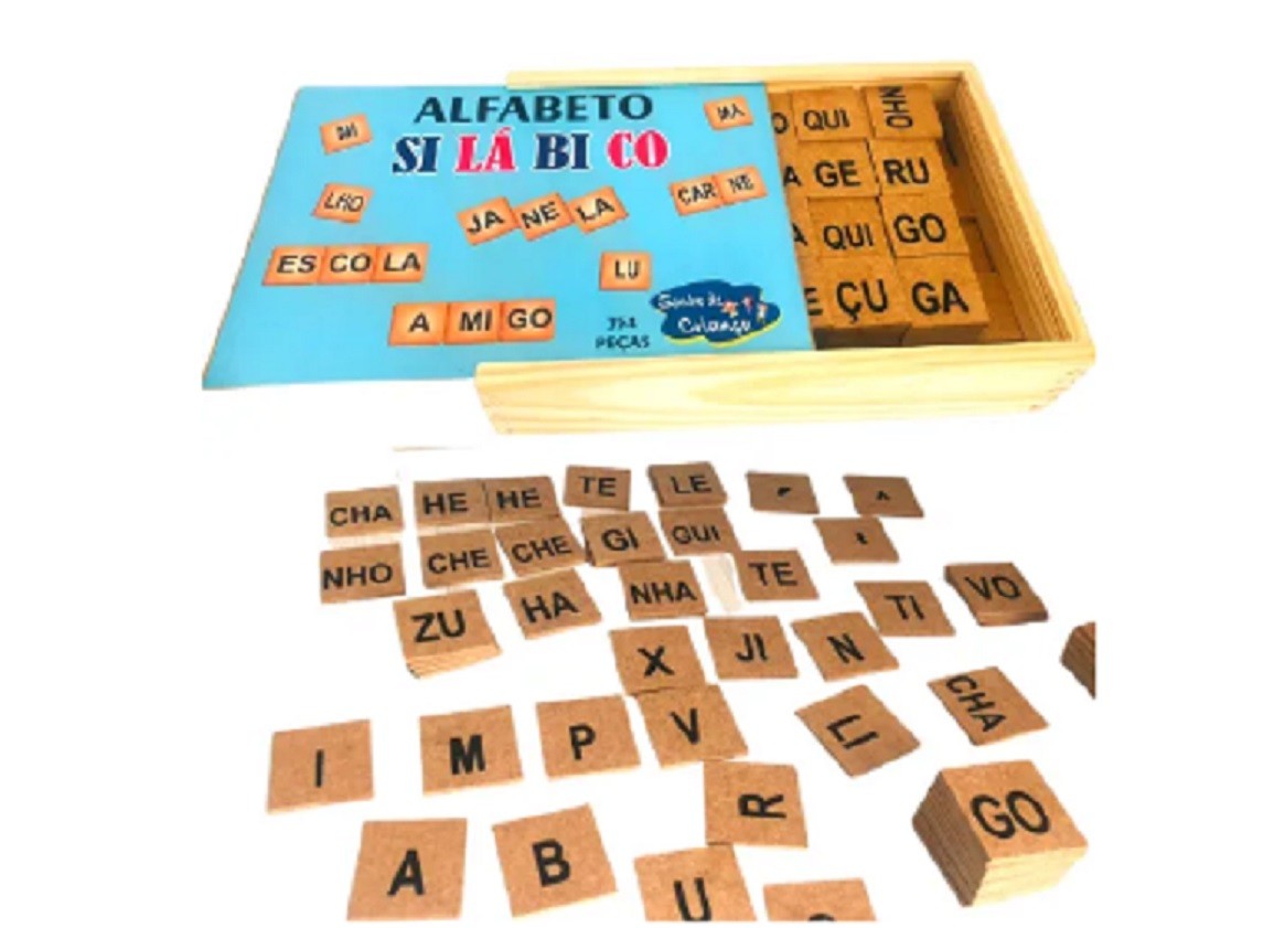 Alfabeto Sil�bico em MDF 354 Pe�as Alfabeto M�vel Sil�bico