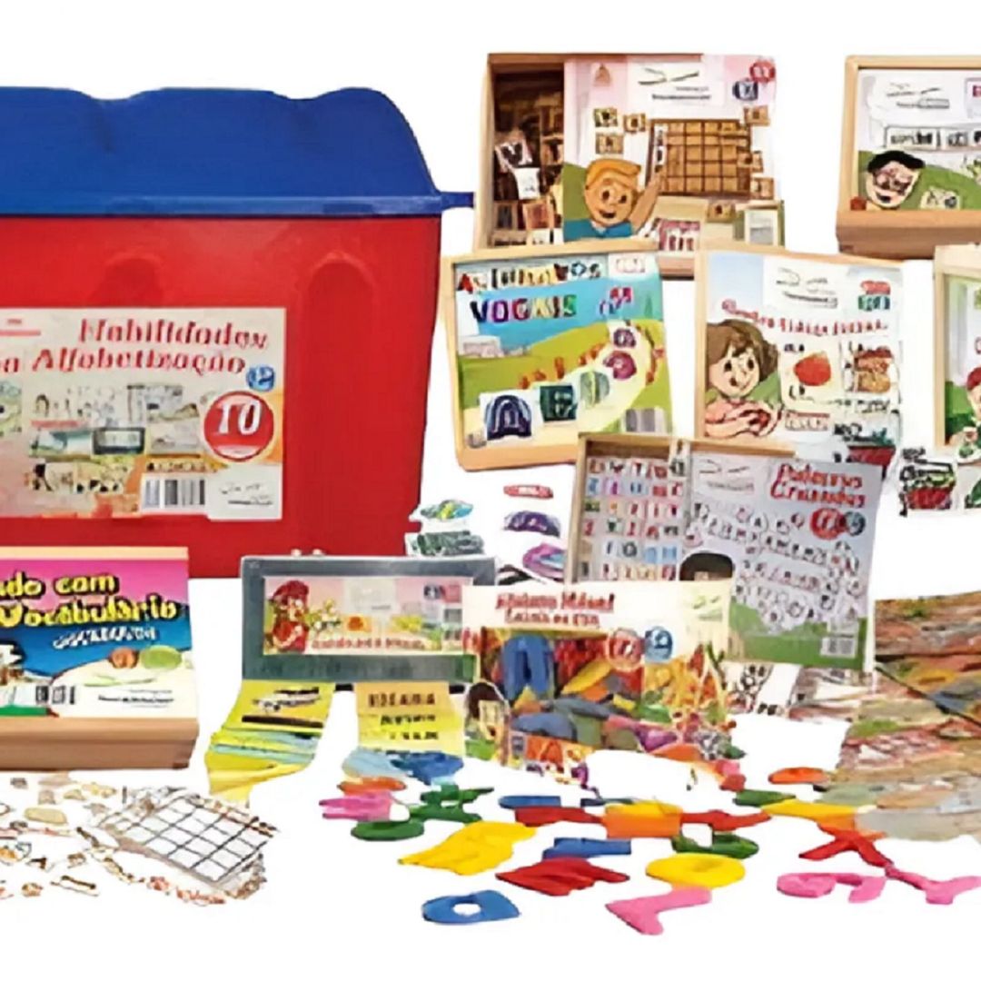 Kit Habilidades na Alfabetização Baú com 10 Brinquedos Pedagógicos e ...