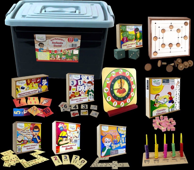 Ba� Pedag�gico Inclus�o Social com 10 itens Educativos