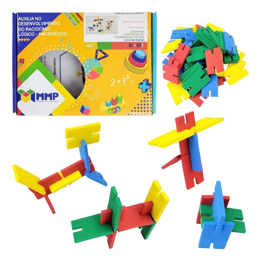 Construtor Geocriativo Material Educativo Did�tico 80 Pe�as